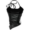 image:imageMakeMeChic Womens Leather Halter Tops Backless Ruched Fitted Country Concert Tank TopBlack