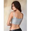 image:imageMakeMeChic Womens Leather Tops Faux PU Sleeveless Spaghetti Strap Crop Cami Top BraletteSilver