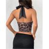 image:imageMakeMeChic Womens Leopard Print Halter Crop Tops Sequin Sparkly Lace Up Club Tank TopBrown