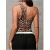 image:imageMakeMeChic Womens Leopard Print One Shoulder Tank Top Ruched Sleeveless Fitted TopsMulticolor