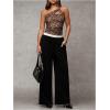 image:imageMakeMeChic Womens Leopard Print One Shoulder Tank Top Ruched Sleeveless Fitted TopsMulticolor