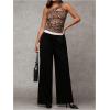 image:imageMakeMeChic Womens Leopard Print One Shoulder Tank Top Ruched Sleeveless Fitted TopsMulticolor