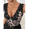 image:imageMakeMeChic Womens Leopard Print V Neck Cami Top Sleeveless Backless Fitted Tank TopsMulticolor