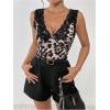image:imageMakeMeChic Womens Leopard Print V Neck Cami Top Sleeveless Backless Fitted Tank TopsMulticolor