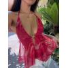 image:imageMakeMeChic Womens Mesh Backless Halter Top Summer Tie Dye Starfish Sexy Camisole TopsRed