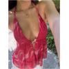 image:imageMakeMeChic Womens Mesh Backless Halter Top Summer Tie Dye Starfish Sexy Camisole TopsRed