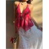 image:imageMakeMeChic Womens Mesh Backless Halter Top Summer Tie Dye Starfish Sexy Camisole TopsRed