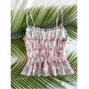 image:imageMakeMeChic Womens Mesh Floral Camisole Spaghetti Strap Tie Front Ruffle Y2k Tank TopsPink