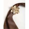 image:imageMakeMeChic Womens Metallic 3D Floral Halter Top Ruched Sleeveless Draped Summer Y2K Crop TopsBrown