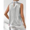 image:imageMakeMeChic Womens Metallic Mock Neck Tank Tops Draped Sleeveless Party Going Out TopSilver
