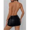 image:imageMakeMeChic Womens Metallic Sparkly Halter Top Hollow Out Open Back Y2K Party Crop TopsPink