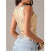 image:imageMakeMeChic Womens Metallic Square Neck Crop Tops Y2k Sleeveless Fitted Party Rave TopGold