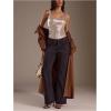 image:imageMakeMeChic Womens Metallic Square Neck Tank Sleeveless Party Crop Tops with Built in BraKhaki
