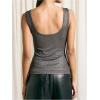 image:imageMakeMeChic Womens Metallic Square Neck Tank Tops Sleeveless Fitted Party TopGrey