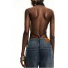 image:imageMakeMeChic Womens Open Back Halter Tops Sleeveless Y2K Party Tank Tops with ScarfBlack