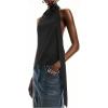 image:imageMakeMeChic Womens Open Back Halter Tops Sleeveless Y2K Party Tank Tops with ScarfBlack