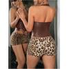 image:imageMakeMeChic Womens PU Leather Lace Up Halter Tops Backless Split Hem Y2K Going Out TopBrown