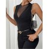 image:imageMakeMeChic Womens Party Club Sparkly Mesh Tank Tops Sleeveless Ruffle Crew Neck Fitted ShirtsBlack