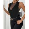 image:imageMakeMeChic Womens Party Club Sparkly Mesh Tank Tops Sleeveless Ruffle Crew Neck Fitted ShirtsBlack a