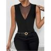 image:imageMakeMeChic Womens Party Club Sparkly Mesh Tank Tops Sleeveless Ruffle Crew Neck Fitted ShirtsBlack a