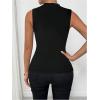 image:imageMakeMeChic Womens Party Club Sparkly Mesh Tank Tops Sleeveless Ruffle Crew Neck Fitted ShirtsBlack a
