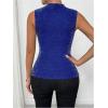 image:imageMakeMeChic Womens Party Club Sparkly Mesh Tank Tops Sleeveless Ruffle Crew Neck Fitted ShirtsBlue