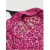image:imageMakeMeChic Womens Pink Y2K Tops Cheetah Print Halter Rhinestone Tie Backless Summer Crop TopsHot Pink