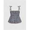 image:imageMakeMeChic Womens Plaid Lace Tank Tops Bow Tie Shoulder Shirred Sleeveless Vintage Y2k Cute TopBlue