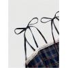 image:imageMakeMeChic Womens Plaid Lace Tank Tops Bow Tie Shoulder Shirred Sleeveless Vintage Y2k Cute TopBlue B