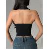 image:imageMakeMeChic Womens Plunge Neck Draped Sleeveless Ruched Summer Halter Top Crop TopsBlack