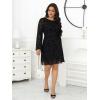 image:imageMakeMeChic Womens Plus Size Cocktail Dress Summer Leopard Print Dress Party Bell Sleeve Y2K Backless Going Out Mini DressesBlack a