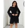 image:imageMakeMeChic Womens Plus Size Cocktail Dress Summer Leopard Print Dress Party Bell Sleeve Y2K Backless Going Out Mini DressesBlack a
