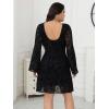 image:imageMakeMeChic Womens Plus Size Cocktail Dress Summer Leopard Print Dress Party Bell Sleeve Y2K Backless Going Out Mini DressesBlack a