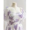 image:imageMakeMeChic Womens Plus Size Dress Floral Square Neck Short Sleeve A Line Shirred Boho Maxi DressesPurple