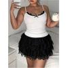 image:imageMakeMeChic Womens Plus Size Floral Lace Bow Top Spaghetti Strap Rib Knit Y2k Tank TopsWhite