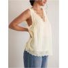 image:imageMakeMeChic Womens Plus Size Floral Lace Mesh Tank Tops Sleeveless Open Back Going Out Cami TopPale Yellow