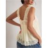 image:imageMakeMeChic Womens Plus Size Floral Lace Mesh Tank Tops Sleeveless Open Back Going Out Cami TopPale Yellow