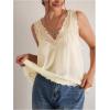 image:imageMakeMeChic Womens Plus Size Floral Lace Mesh Tank Tops Sleeveless Open Back Going Out Cami TopPale Yellow
