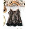 image:imageMakeMeChic Womens Plus Size Floral Lace Tank Tops Spaghetti Strap Basic V Neck Cami TopsBlack
