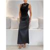 image:imageMakeMeChic Womens Plus Size Floral Lace Tops Draped Mock Neck Sleeveless Summer Y2K Tank TopsBlack