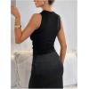image:imageMakeMeChic Womens Plus Size Floral Lace Tops Draped Mock Neck Sleeveless Summer Y2K Tank TopsBlack