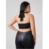 image:imageMakeMeChic Womens Plus Size Halter Top Metal Ring Plunge Neck Open Back Party Tank TopBlack