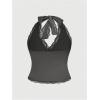 image:imageMakeMeChic Womens Plus Size Halter Tops Summer Lace Tie Back Ruched Y2K Going Out TopsGrey