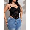 image:imageMakeMeChic Womens Plus Size Lace Corset Tops Going Out Sexy Spaghetti Strap Bustier Crop TopsBlack