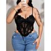 image:imageMakeMeChic Womens Plus Size Lace Corset Tops Going Out Sexy Spaghetti Strap Bustier Crop TopsBlack