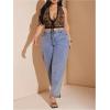 image:imageMakeMeChic Womens Plus Size Lace Sheer Halter Crop Tops Deep V Neck Open Back Lace Up Party Corset TopsBrown