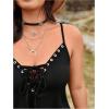 image:imageMakeMeChic Womens Plus Size Lace Up Camisole Spaghetti Strap Sleeveless Country Concert TopBlack