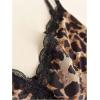 image:imageMakeMeChic Womens Plus Size Mesh Lace Leopard Print Cami V Neck Ruffle Hem Shirred Y2k TopsMulticolor