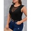 image:imageMakeMeChic Womens Plus Size Mesh Sheer Sleeveless Tank Top Sexy Round Neck Summer Casual TopsBlack