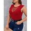 image:imageMakeMeChic Womens Plus Size Mesh Sheer Sleeveless Tank Top Sexy Round Neck Summer Casual TopsBurgundy